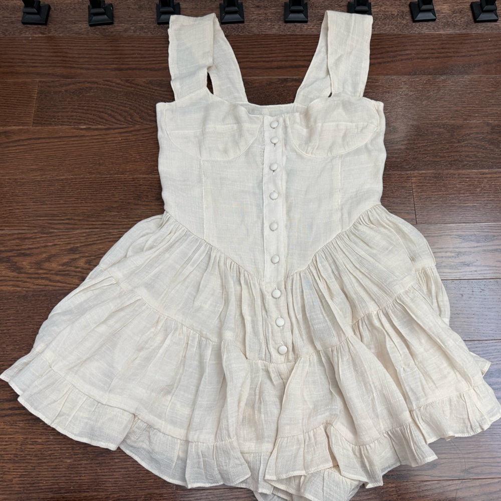 Vanessa Mooney Cream Button-Front Dress